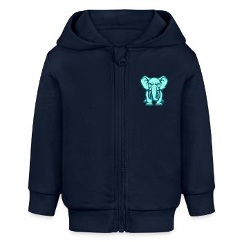 elefant comic - Baby Organic Kapuzenjacke Baby Connector von Stanley/Stella - Navy - Vorne