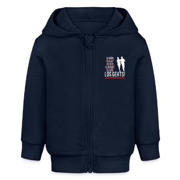 Zu müde, zu spät,... Los geht's Laufen! - Baby Organic Kapuzenjacke Baby Connector von Stanley/Stella - Navy - Vorne
