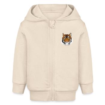 bengal tiger cat head sabre toothed62 - Baby Organic Kapuzenjacke Baby Connector von Stanley/Stella - Natur - Vorne