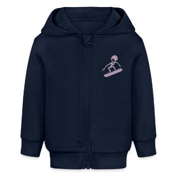 Minimalistisches Design: Alien Snowboarder - Baby Organic Kapuzenjacke Baby Connector von Stanley/Stella - Navy - Vorne
