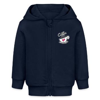 Cœur de café – la caféine servie avec amour ! - Veste à capuche bébé bio Stanley/Stella - bleu marine - Devant