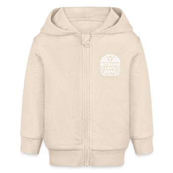 Anbetung, Liebe, Dienen - Baby Organic Kapuzenjacke Baby Connector von Stanley/Stella - Natur - Vorne