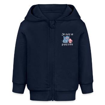 Je suis le grand frere - Veste à capuche bébé bio Stanley/Stella - bleu marine - Devant
