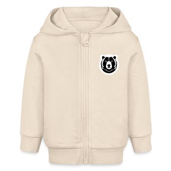 A strong fluffy bear in comic stalk - Baby Organic Zip-up Hoodie by Stanley/Stella - soft Ecru - Front