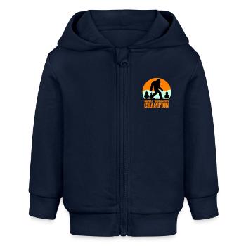big foot social distancing - Baby Organic Kapuzenjacke Baby Connector von Stanley/Stella - Navy - Vorne