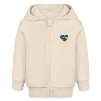 Solidarité avec l’Ukraine - Veste à capuche bébé bio Stanley/Stella - écru doux - Devant