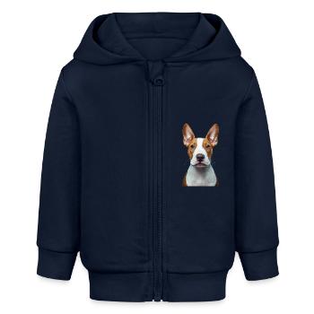 Bullterrier - Baby Organic Kapuzenjacke Baby Connector von Stanley/Stella - Navy - Vorne