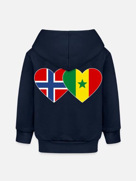 Norwegen Senegal Flagge Herz - Baby Organic Kapuzenjacke Baby Connector von Stanley/Stella - Navy