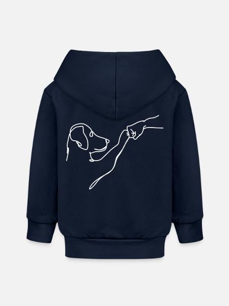 Oneliner - Hund und Mensch Faust - Baby Organic Kapuzenjacke Baby Connector von Stanley/Stella - Navy