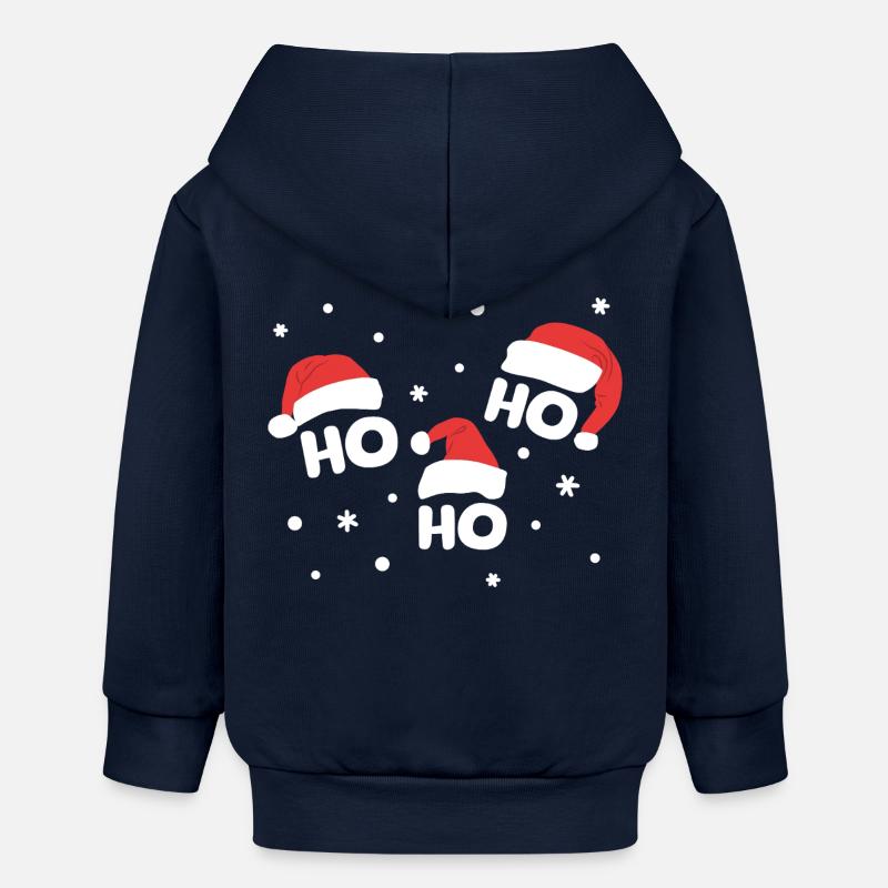 HO HO HO avec des chapeaux de Père Noël - Veste à capuche bébé bio Stanley/Stella - bleu marine