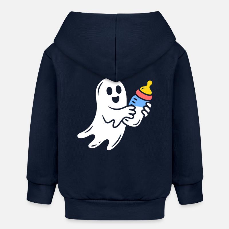 Fantôme câlin avec flacon - Veste à capuche bébé bio Stanley/Stella - bleu marine