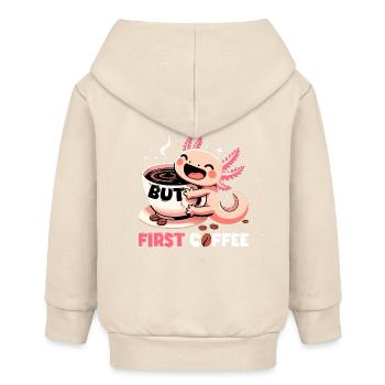 Axolotl aber erstmal Kaffee Geschenk - Baby Organic Kapuzenjacke Baby Connector von Stanley/Stella - Natur - Hinten