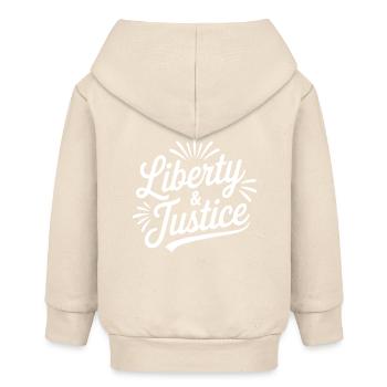 Freiheit & Gerechtigkeit Script - Baby Organic Kapuzenjacke Baby Connector von Stanley/Stella - Natur - Hinten
