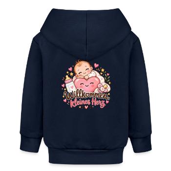 Willkommen kleines Herz - Baby Organic Kapuzenjacke Baby Connector von Stanley/Stella - Navy - Hinten