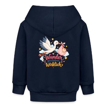 Wunder geschehen wirklich Storch Baby - Baby Organic Kapuzenjacke Baby Connector von Stanley/Stella - Navy - Hinten