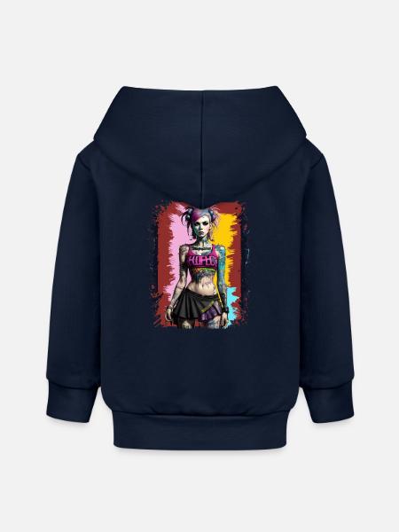 Hübsches Punk-Mädchen - Baby Organic Kapuzenjacke Baby Connector von Stanley/Stella - Navy