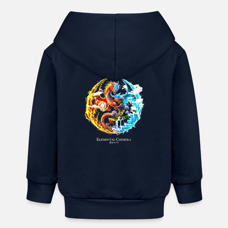 Chimère élémentaire – Dragon de feu et d’eau - Veste à capuche bébé bio Stanley/Stella - bleu marine