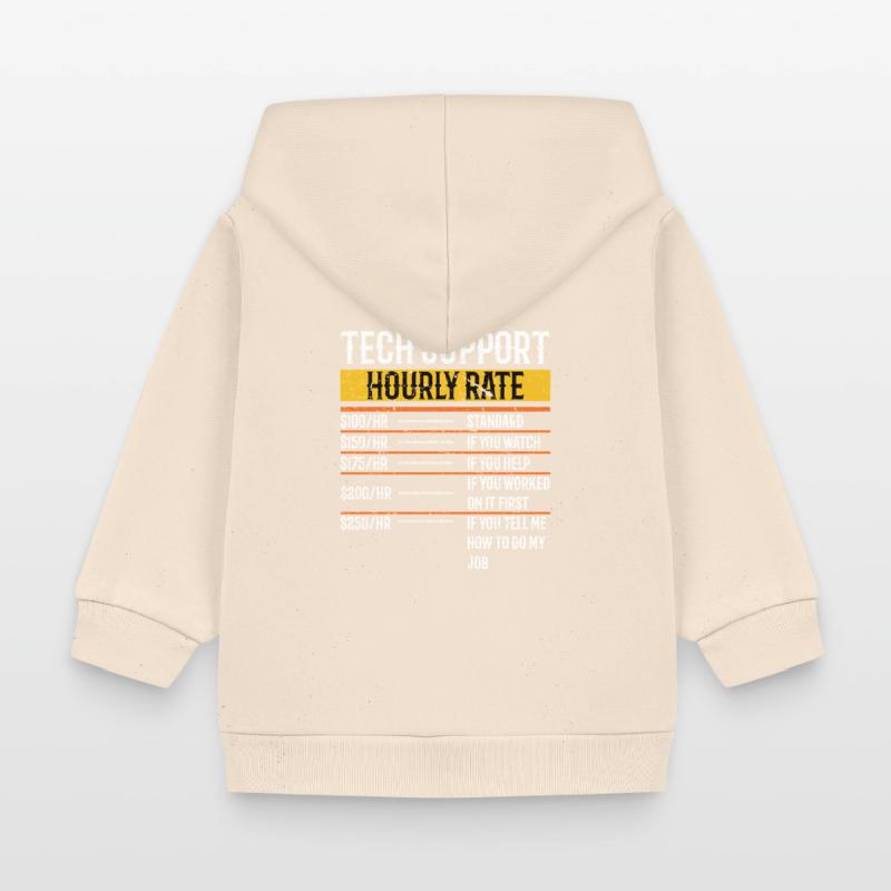 Tech Support Hourly Rate Programmer Technical Baby Organic Zip-up Hoodie by Stanley/Stella