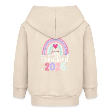 Schulkind 2026 Regenbogen - Baby Organic Kapuzenjacke Baby Connector von Stanley/Stella - Natur - Hinten