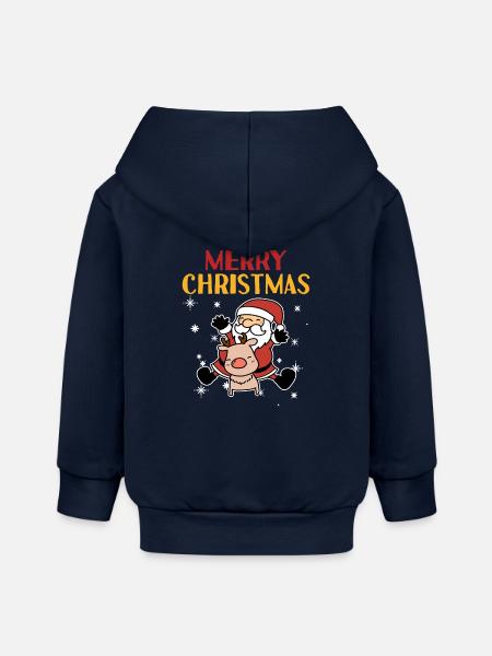 Frohe Weihnachten - Weihnachtsmann Geschenkidee - Baby Organic Kapuzenjacke Baby Connector von Stanley/Stella - Navy