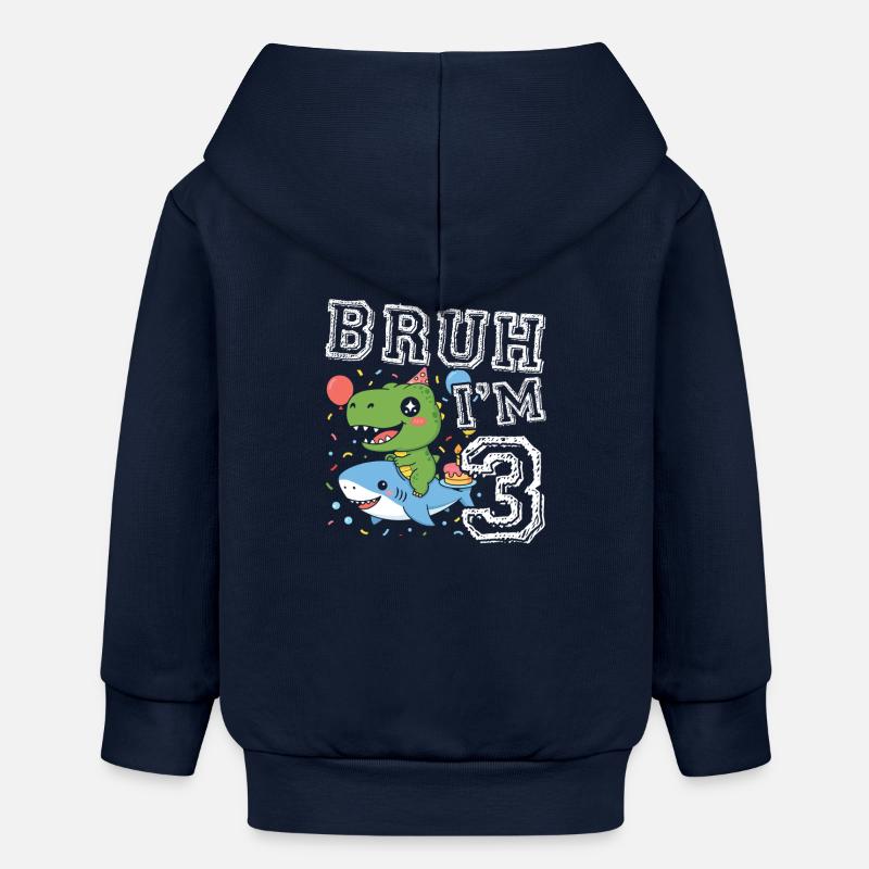 Duo de fête d’anniversaire Dino - Veste à capuche bébé bio Stanley/Stella - bleu marine