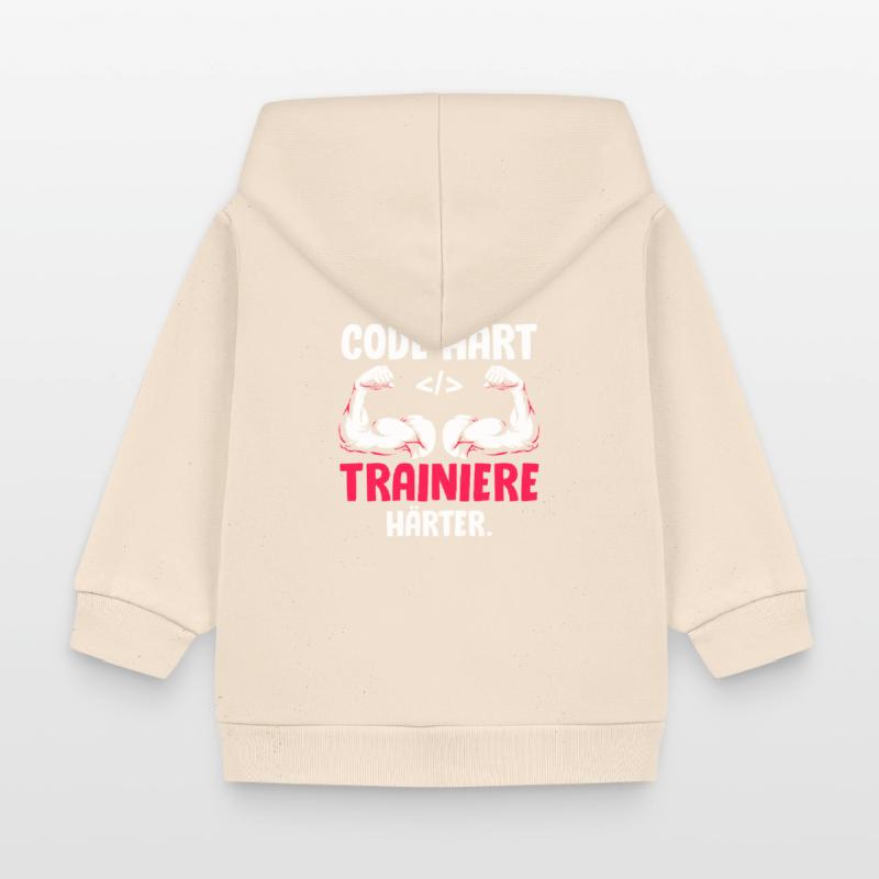 Coder CODE HARD TRAIN HARDER Funny Baby Organic Zip-up Hoodie by Stanley/Stella