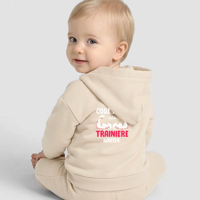 Coder CODE HARD TRAIN HARDER Funny Baby Organic Zip-up Hoodie by Stanley/Stella