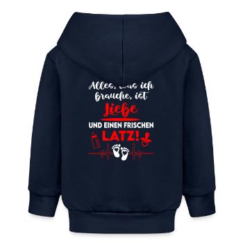 Alles was ich brauche ist Liebe Latz Lätzchen - Baby Organic Kapuzenjacke Baby Connector von Stanley/Stella - Navy - Hinten