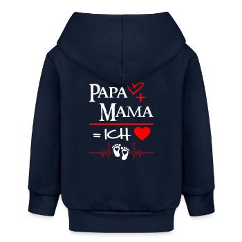 Mama Papa und ich Familie Babysprüche - Baby Organic Kapuzenjacke Baby Connector von Stanley/Stella - Navy - Hinten