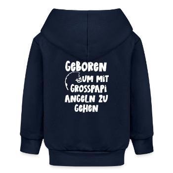 Geboren um mit Grosspapi angeln gehen Angelpartner - Baby Organic Kapuzenjacke Baby Connector von Stanley/Stella - Navy - Hinten