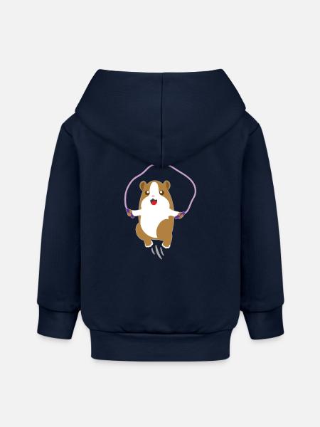 Kinder Hamster Tiershirt seilspringender Hamster - Baby Organic Kapuzenjacke Baby Connector von Stanley/Stella - Navy