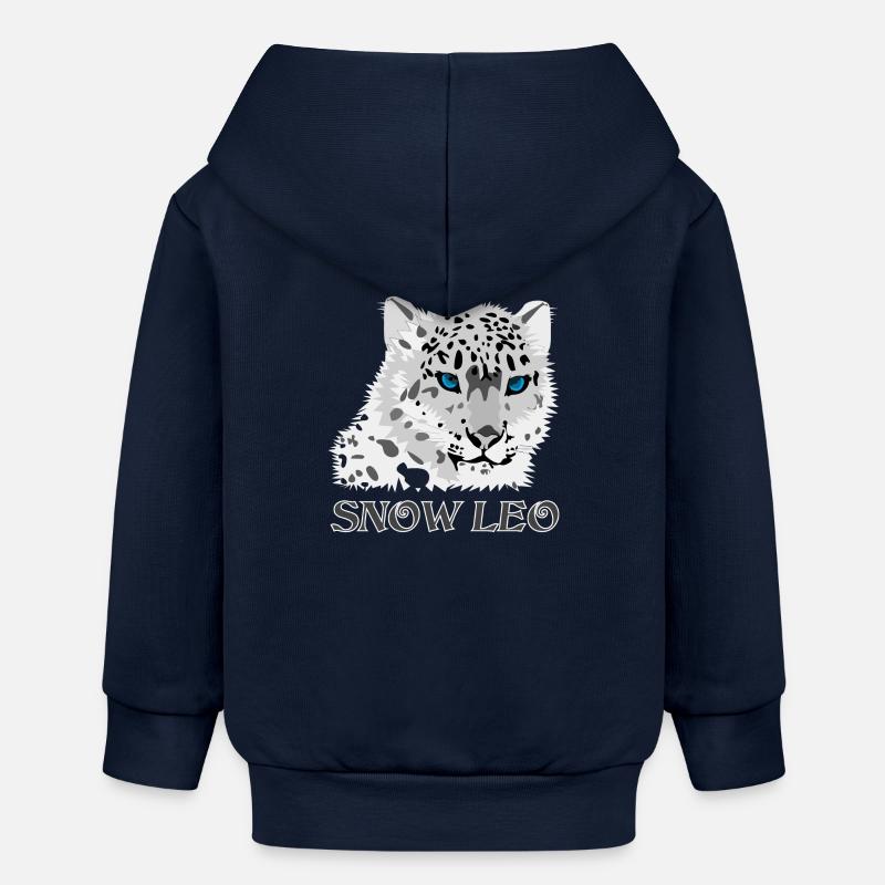 Léopard des neiges gros chat - Veste à capuche bébé bio Stanley/Stella - bleu marine