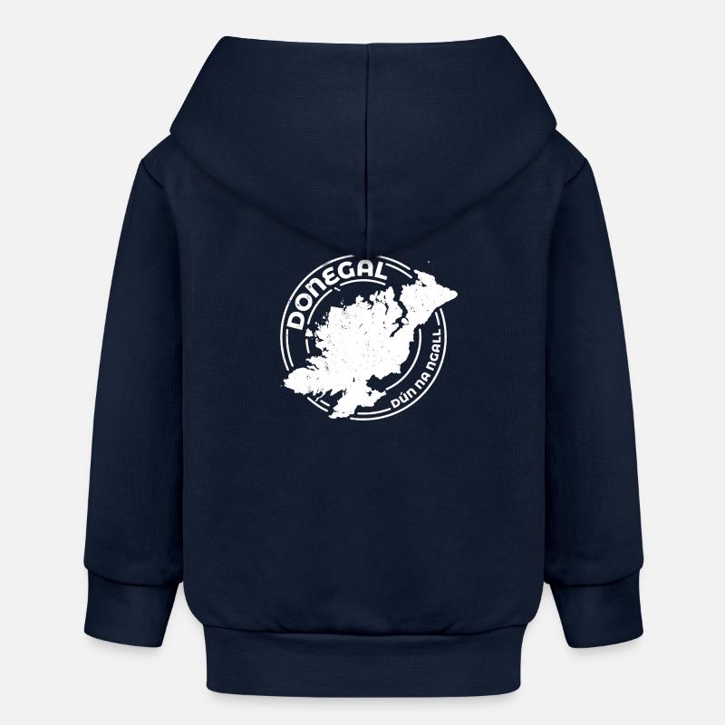 Comté de Donegal Irlande | Timbre de contour de carte - Veste à capuche bébé bio Stanley/Stella - bleu marine