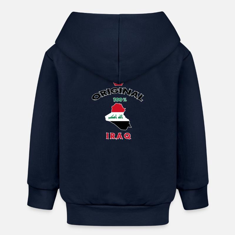 Design original 100 % drapeaux de l'Irak - Veste à capuche bébé bio Stanley/Stella - bleu marine