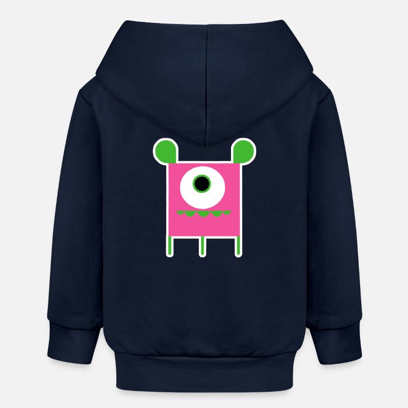 Monstre Cyclope Rose | Extraterrestre carré drôle - Veste à capuche bébé bio Stanley/Stella - bleu marine