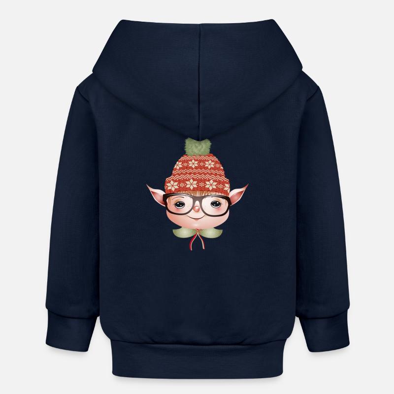 Adorable lutin de Noël mignon avec des lunettes - Veste à capuche bébé bio Stanley/Stella - bleu marine