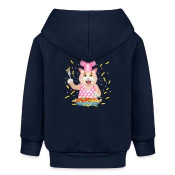 greedy cat - Baby Organic Zip-up Hoodie by Stanley/Stella - navy - Back