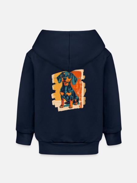 Dackel Dachshund - Baby Organic Kapuzenjacke Baby Connector von Stanley/Stella - Navy
