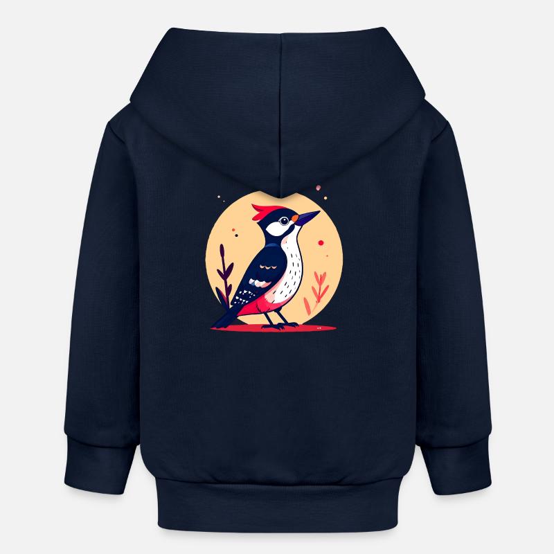 Pic épeiche avec une crête rouge - Veste à capuche bébé bio Stanley/Stella - bleu marine