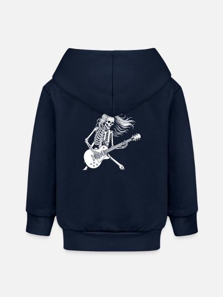 Rock Star Skeleton Guitar Playe - Baby Organic Kapuzenjacke Baby Connector von Stanley/Stella - Navy