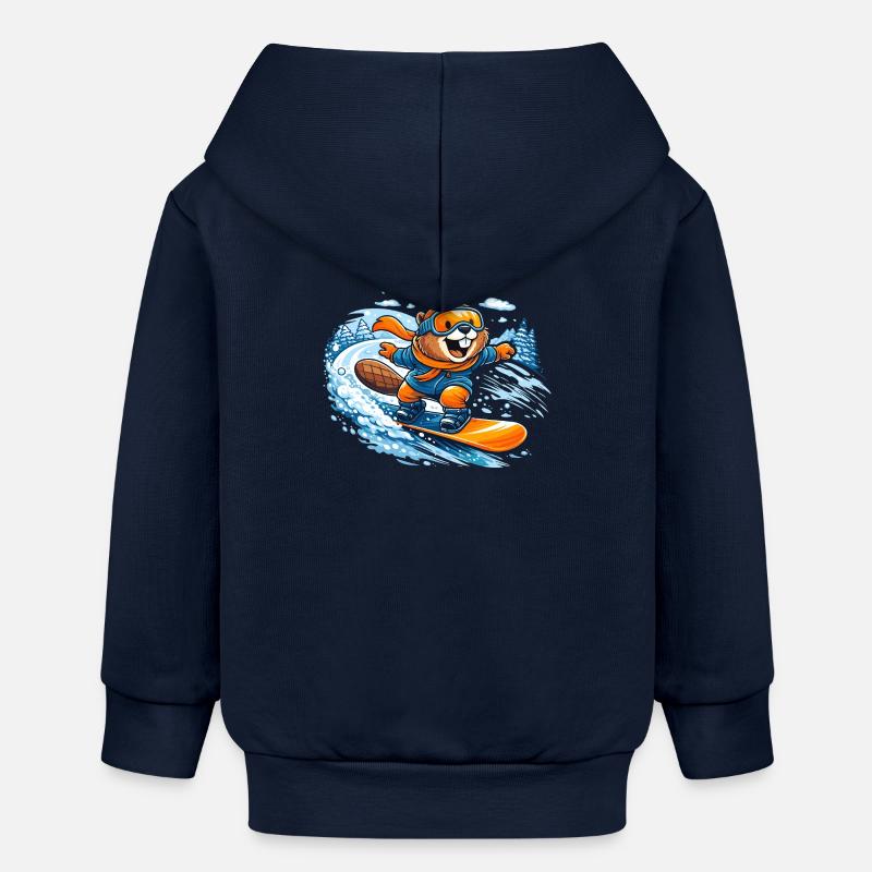 Biber Snowboard Hiver - Veste à capuche bébé bio Stanley/Stella - bleu marine