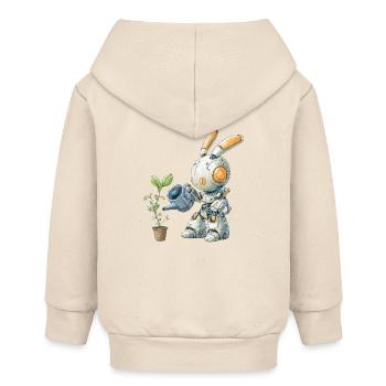 Roboter Hase gießt Pflanze - Baby Organic Kapuzenjacke Baby Connector von Stanley/Stella - Natur - Hinten