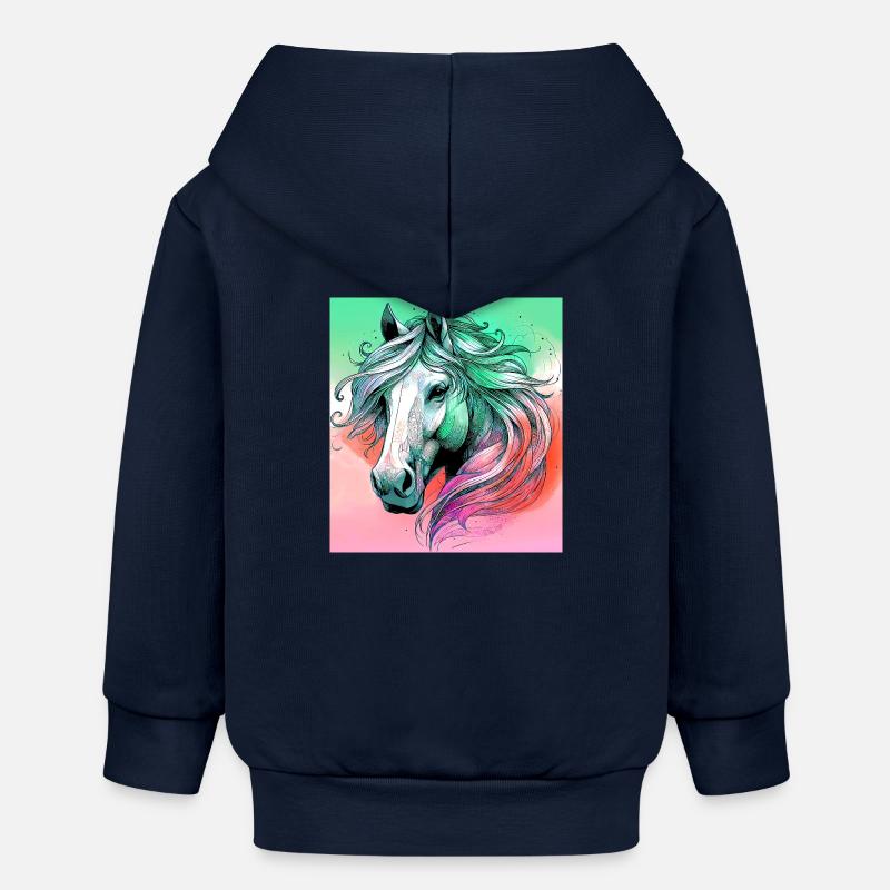 cheval - Veste à capuche bébé bio Stanley/Stella - bleu marine