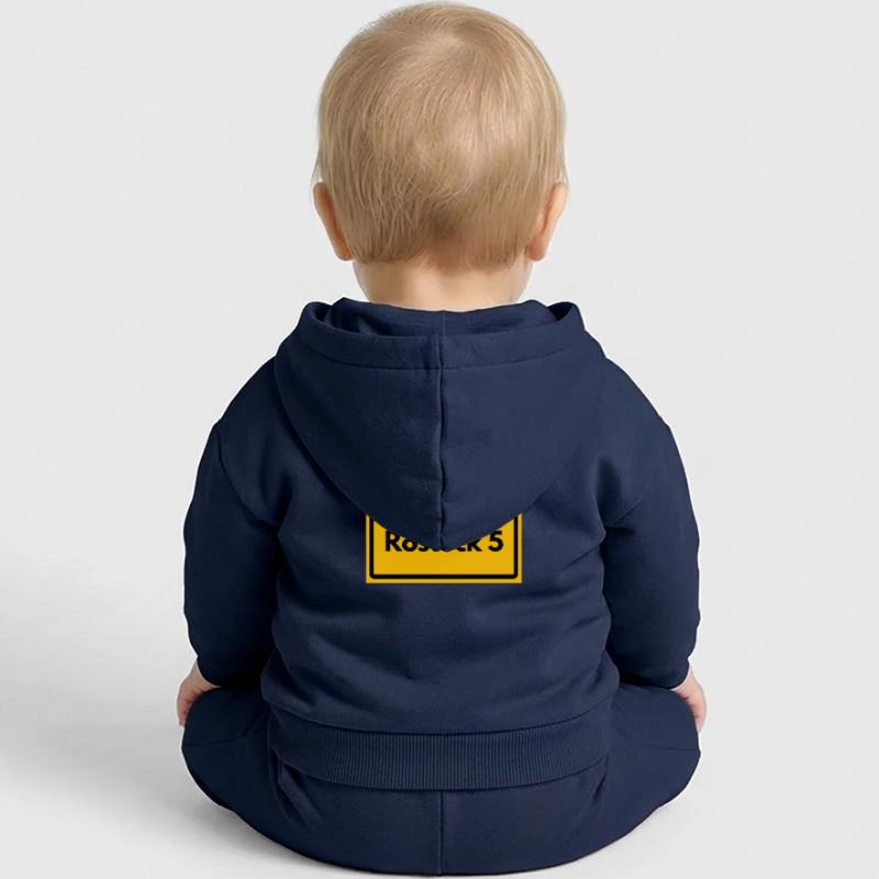 OLD POSTCODE POSTCODE RETRO 2500 ROSTOCK 5 HEIMAT Baby Organic Zip-up Hoodie by Stanley/Stella