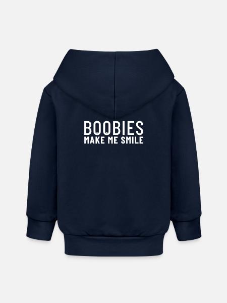 Boobies Make Me Smile - Baby Organic Kapuzenjacke Baby Connector von Stanley/Stella - Navy