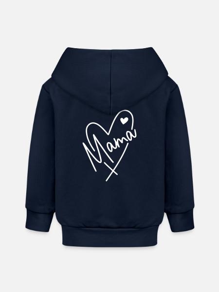 Mama Herz  - Baby Organic Kapuzenjacke Baby Connector von Stanley/Stella - Navy