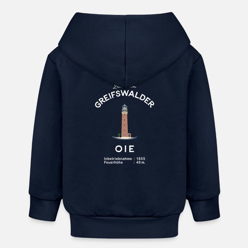 Île de protection des oiseaux Greifswalder Oie, phare - Veste à capuche bébé bio Stanley/Stella - bleu marine