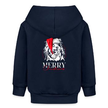 Santa Langhaar Collie Merry Christmas Wilsigns - Baby Organic Kapuzenjacke Baby Connector von Stanley/Stella - Navy - Hinten