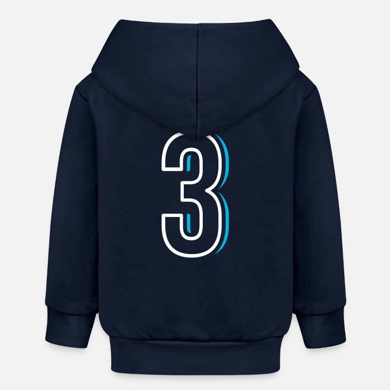 Numéro 3 - Trois - Veste à capuche bébé bio Stanley/Stella - bleu marine