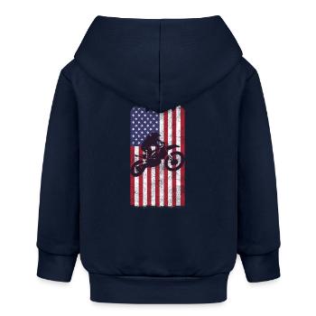 Dirt Biking USA-Flagge - Baby Organic Kapuzenjacke Baby Connector von Stanley/Stella - Navy - Hinten